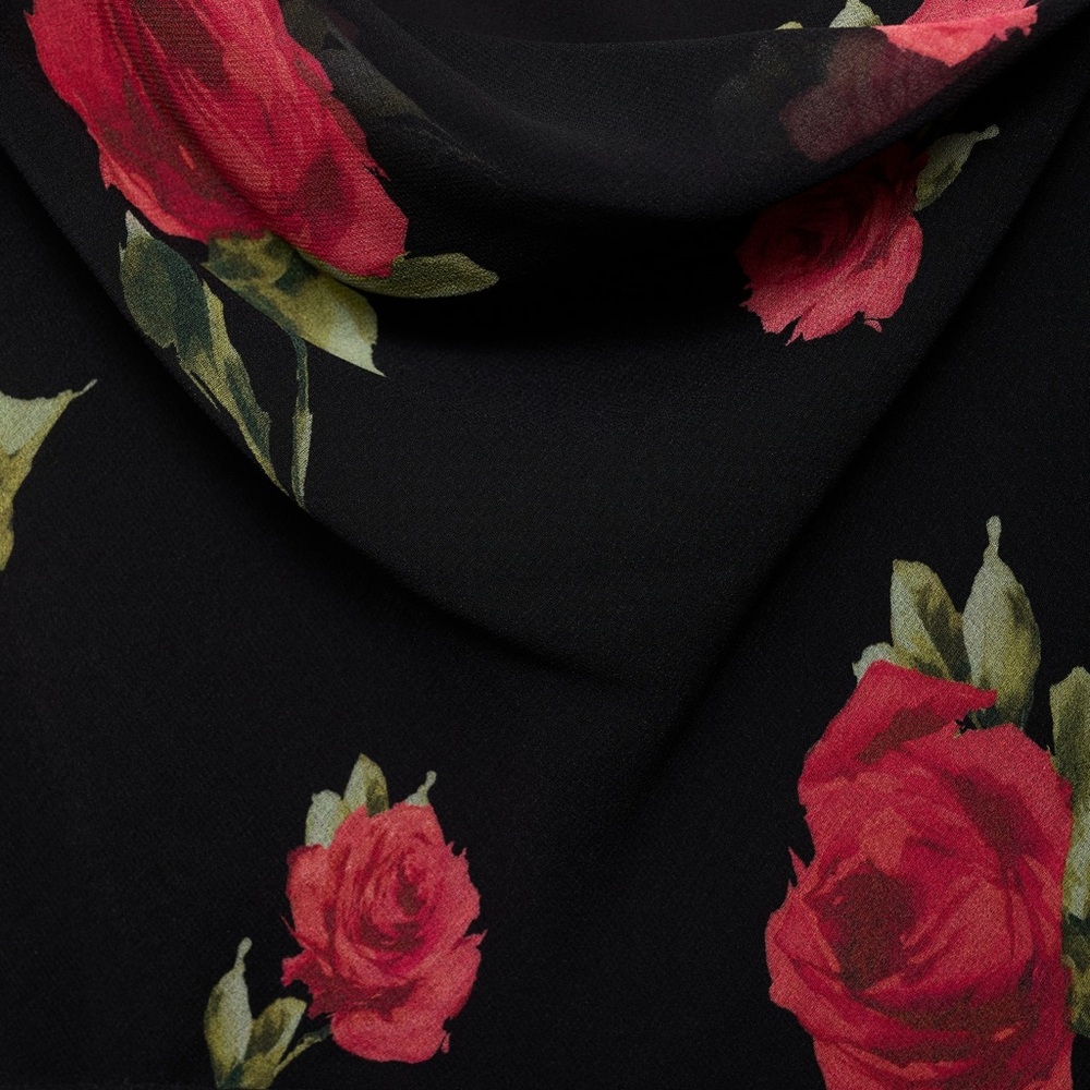 Mango Black Maxi Dress with Red Rose Print - Picture 7 of 10